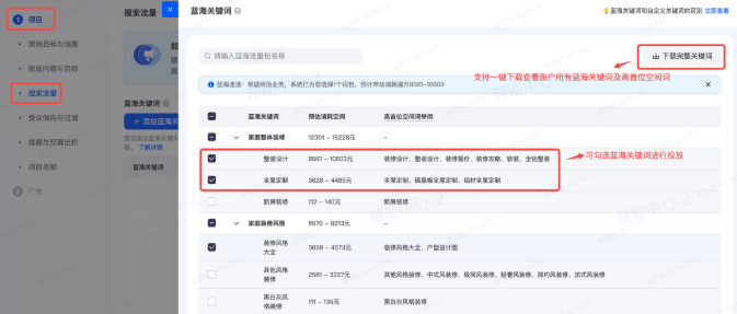 抖音广告蓝海关键词添加模块 抖音广告蓝海关键词添加模块