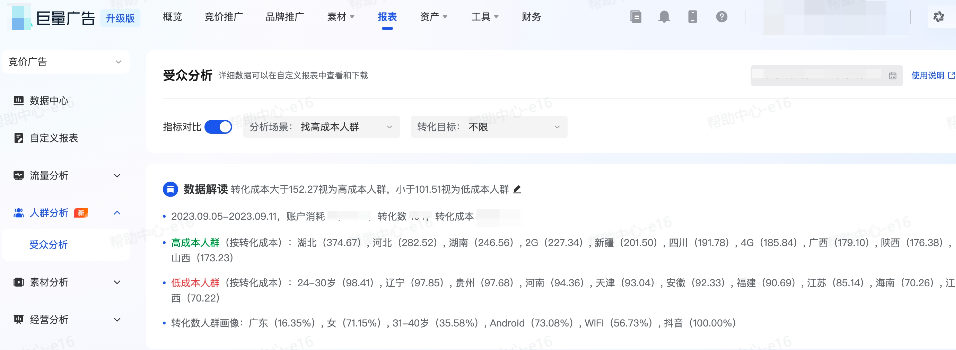 抖音广告【受众分析】产品功能：找高成本人群