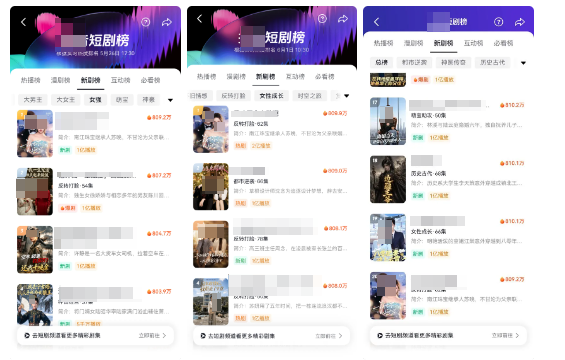 抖音平台短剧排行榜