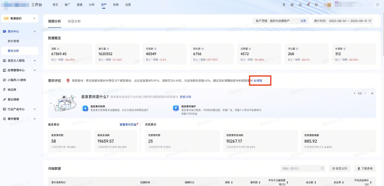 抖音广告清理低效素材 抖音广告清理低效素材
